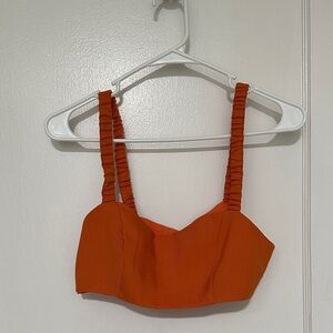 SHEIN Vibrant Orange Ruched Strap Crop Top
